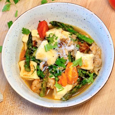 Ricotta gnocchi with chicken sausage and vegetables