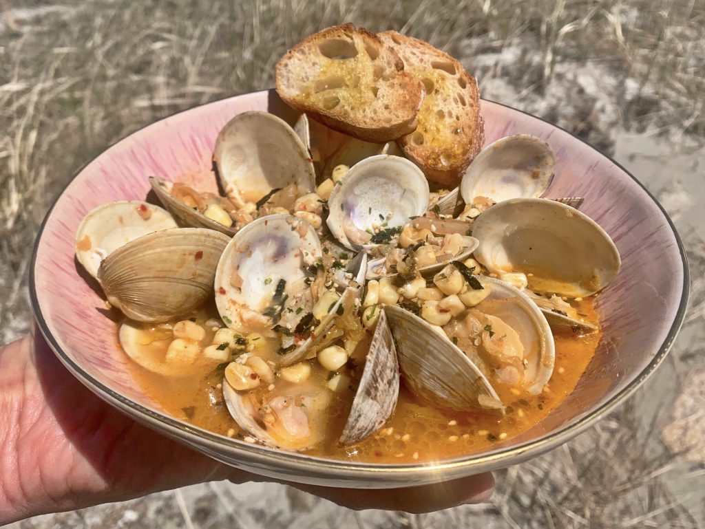 Steamed Clams and Corn